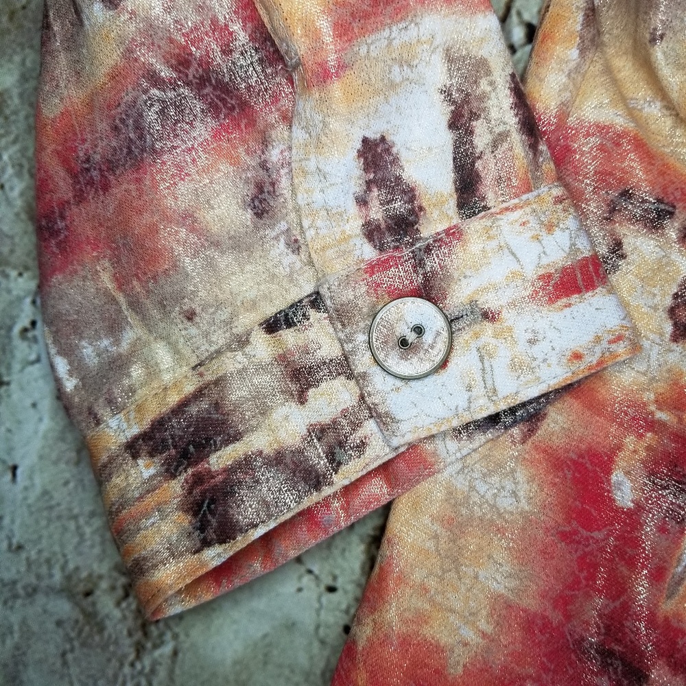 Chico's Linen Abstract Artist Shimmering Gold NWOT - Picture 3 of 6
